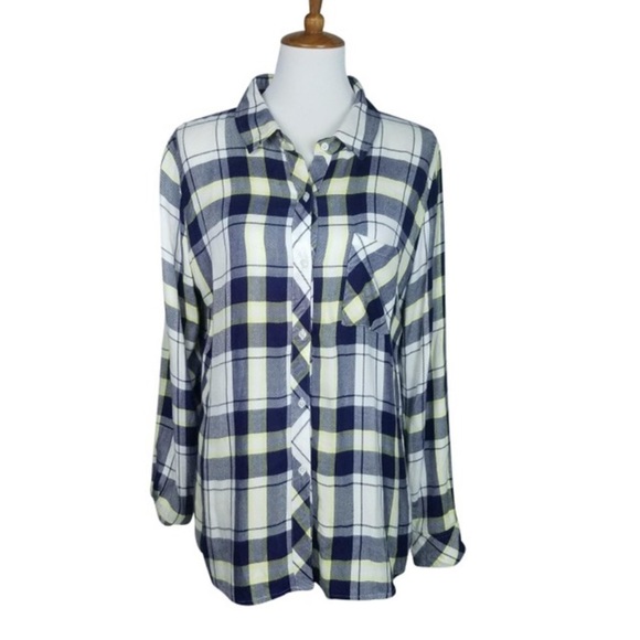 Rails hunter blue yellow plaid shirt size small - Picture 1 of 9
